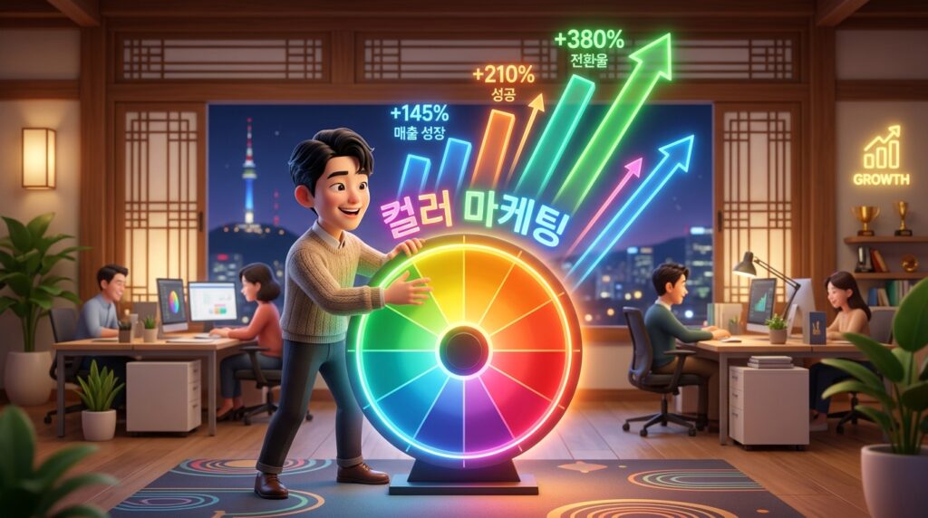 소비자를 사로잡는 컬러 마케팅 전략이 반영된 사무실의 트렌디한 가구 배치