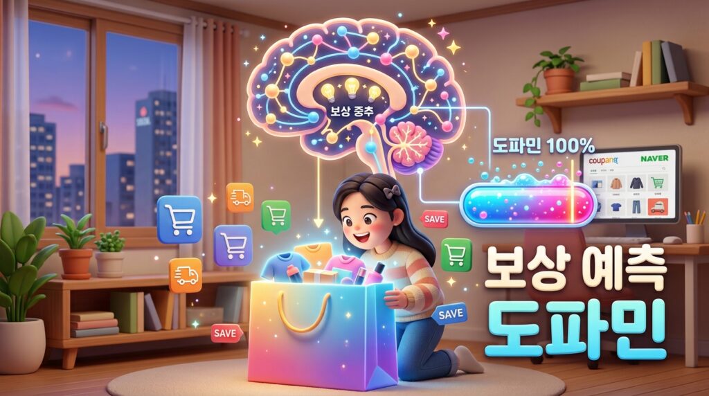 인터넷 쇼핑 뇌 과학적 메커니즘을 시각화한 3D 그래픽 인포그래픽