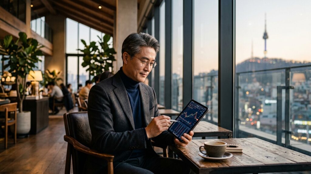 머니 마인드셋 변화를 통해 경제적 자유를 꿈꾸는 한국인 남성의 모습