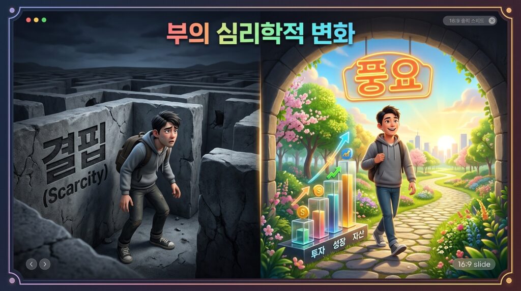 성공적인 머니 마인드셋 변화 과정을 시각화한 인포그래픽 디자인