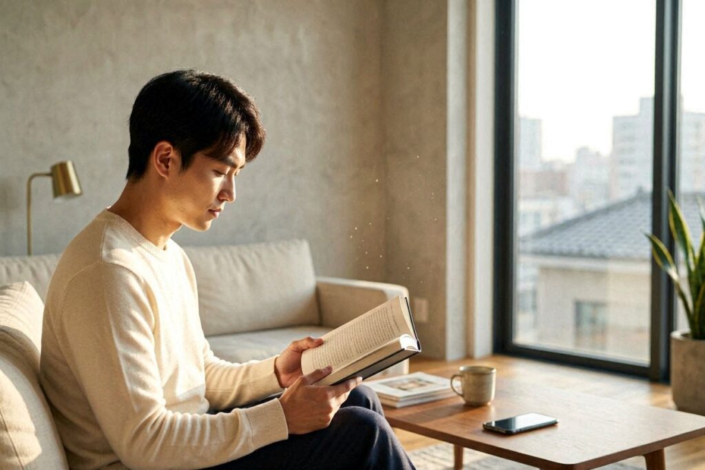 도파민 디톡스 일주일 후 뇌에 생기는 변화와 집중력 회복 메커니즘을 시각화하여 지친 뇌가 휴식을 취하는 모습
